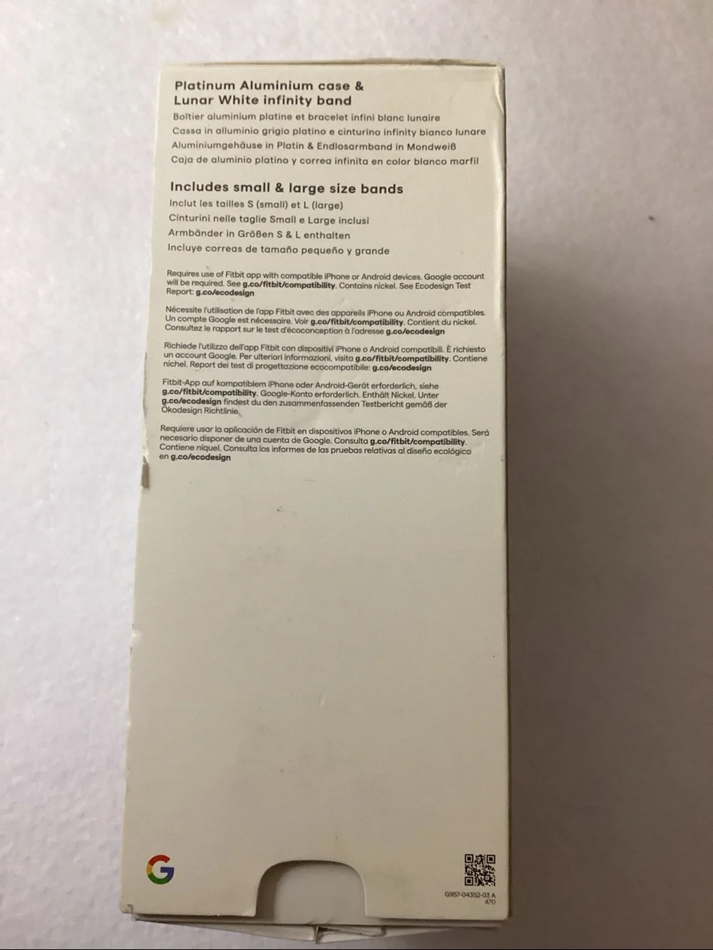 Fitbit Sense 2 Lunar White Platinum Smartwatch, 39mm